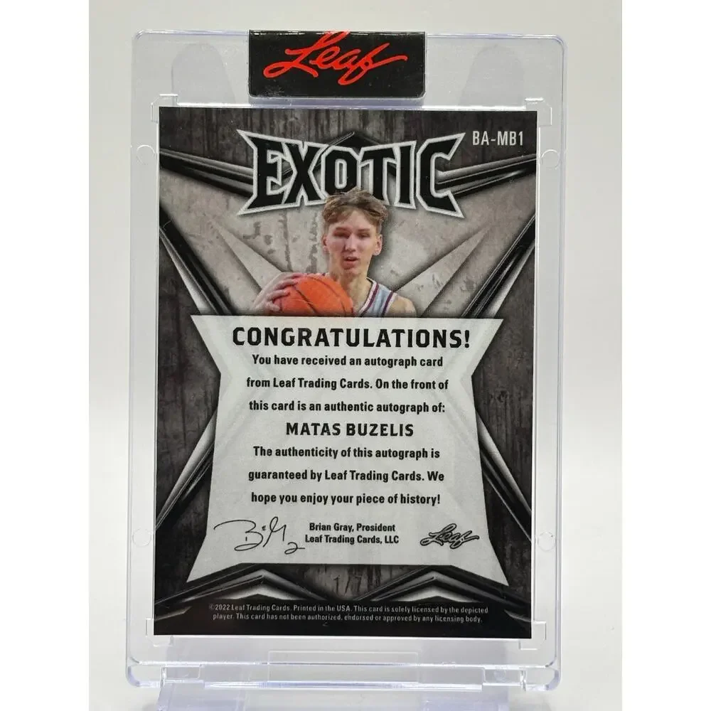 2022-23 Leaf Exotic Matas Buzelis Rookie Elephant Refractor Auto 1/7 SSP Bulls